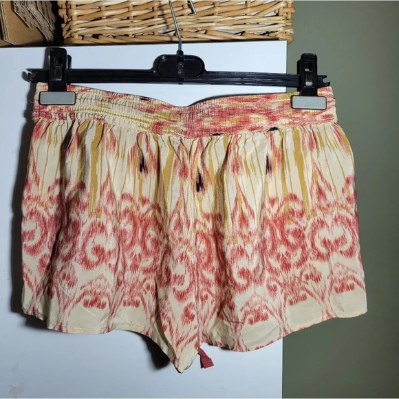 ❤️ 3 for $35 JOIE aztec tribal print drawstring shorts silk red yellow medium - Picture 4 of 7